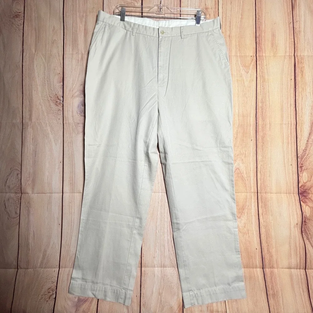 New VTG Polo Ralph Lauren Chino Pants Mens 38x30 Tan‎ Khaki Preppy lightweight
